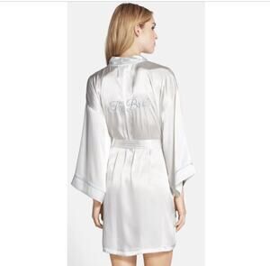 Jonquil 'The Bride' White Satin Embroidered Robe - M